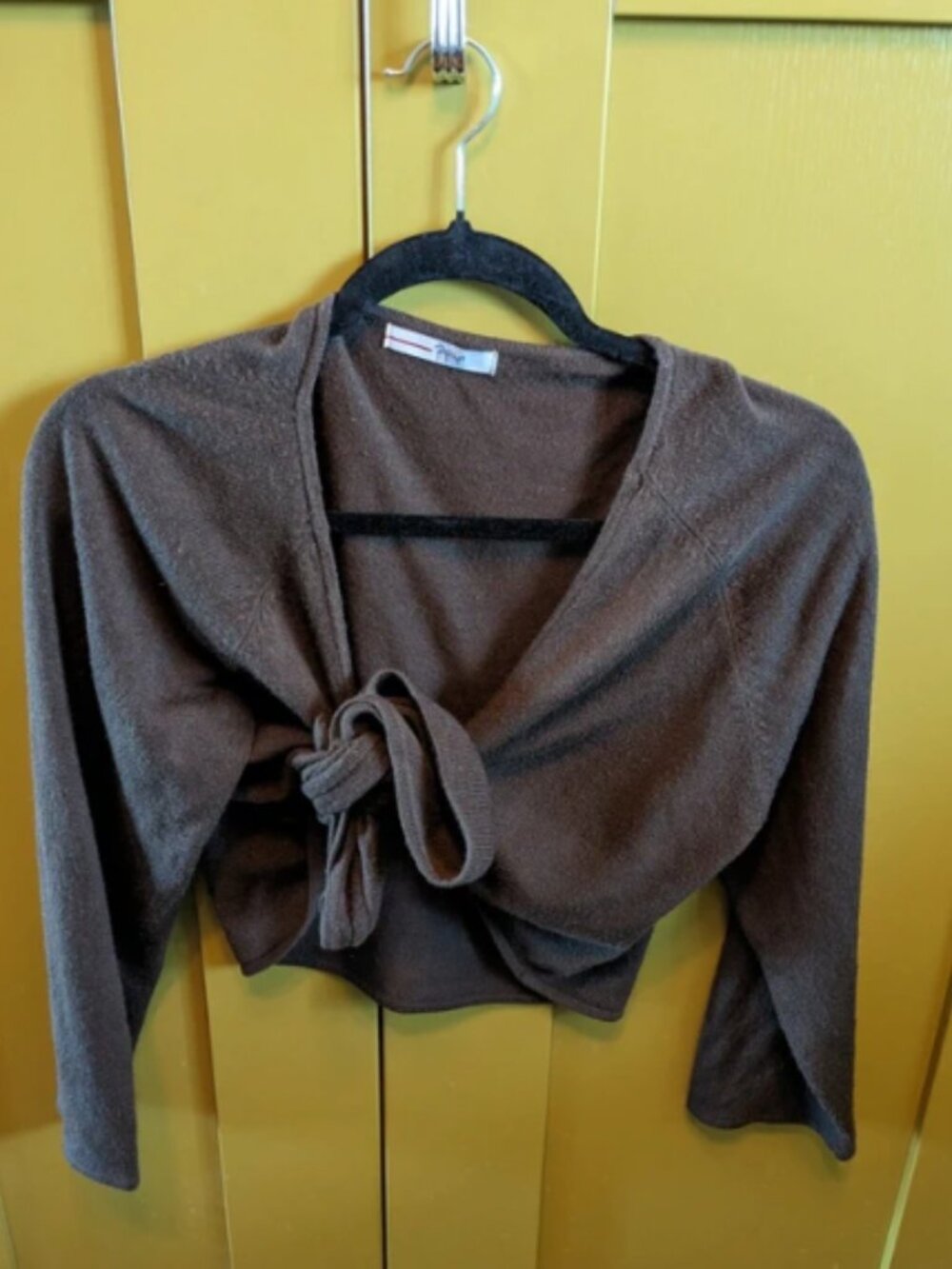 Brown tie-front crop top